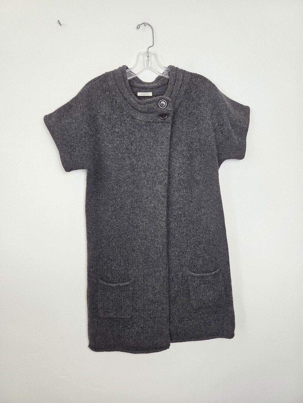 Loxwood Knit Sweater Tunic Cape Gray Short Sleeve French Designer Minimalist